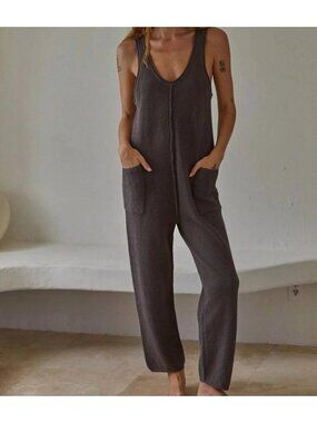 By Together Women's Grey Rhea Knit 100%COTTON One Piece Sleeveless Jumper Size L